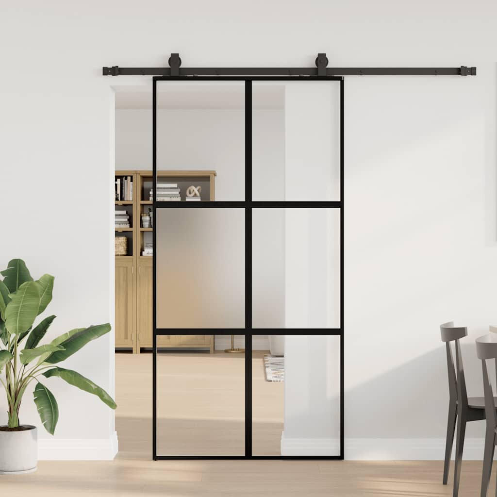 vidaXL Плъзгаща се врата с комплект обков Черно 1025x205 cm