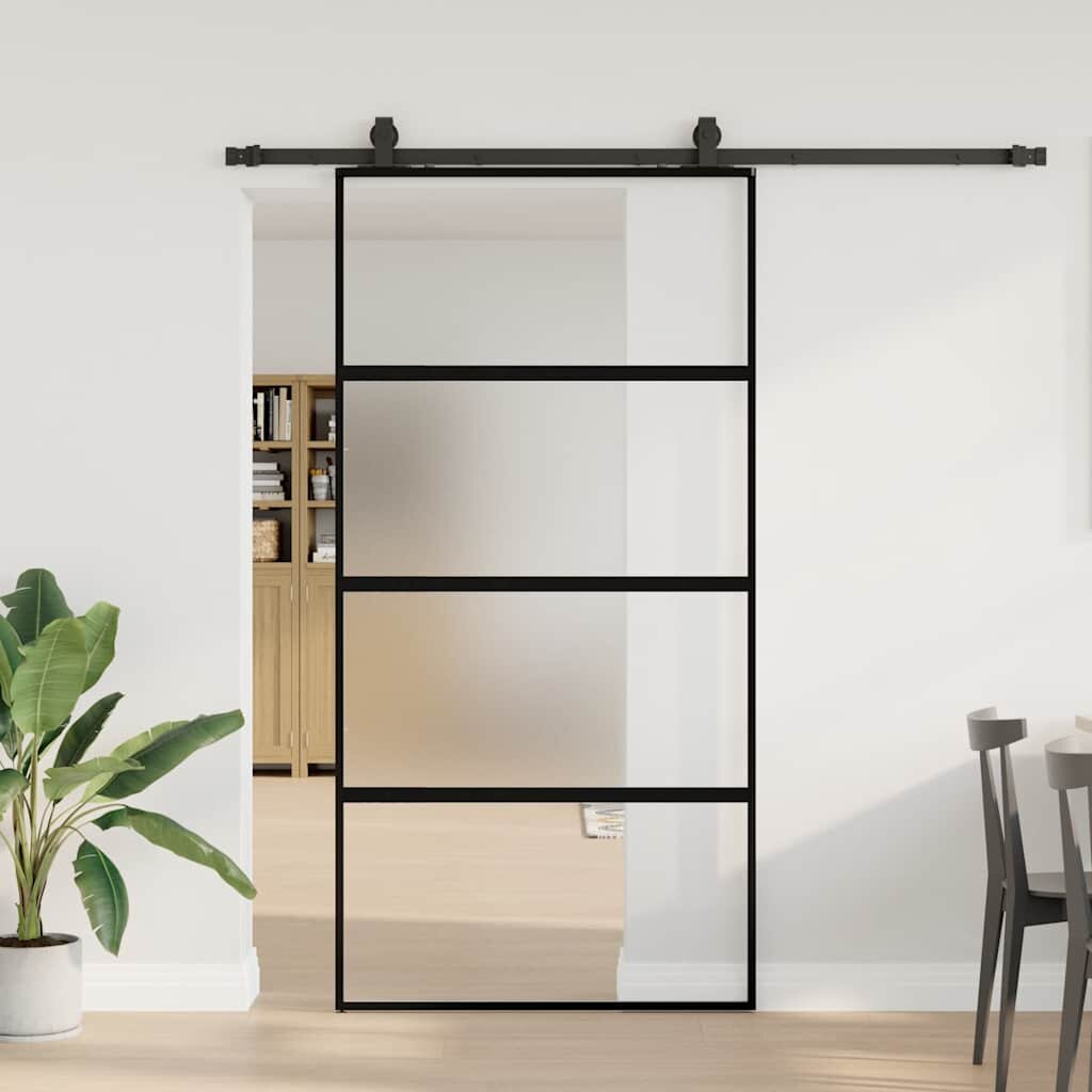 vidaXL Плъзгаща се врата с комплект обков Черно 1025x205 cm