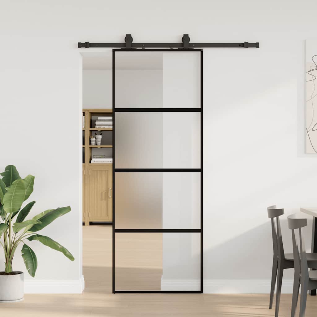 vidaXL Плъзгаща се врата с комплект обков Черно 76x205 cm