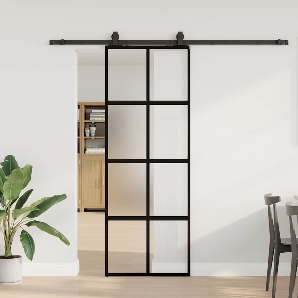 vidaXL Плъзгаща се врата с комплект обков Черно 76x205 cm