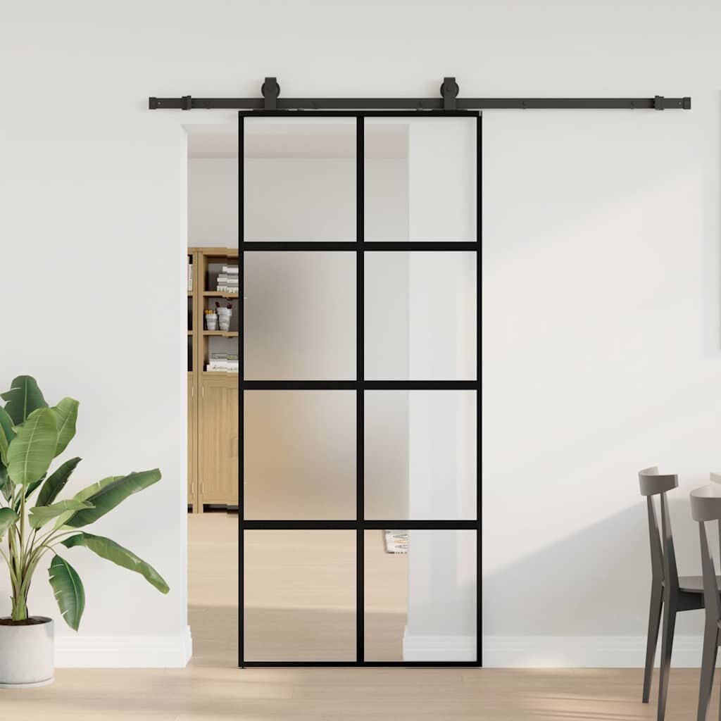vidaXL Плъзгаща се врата с комплект обков Черно 90x205 cm