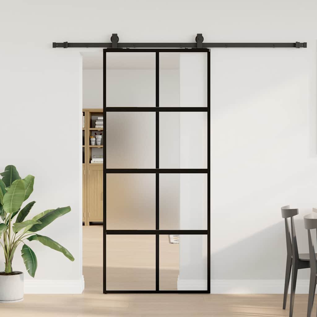 vidaXL Плъзгаща се врата с комплект обков Черно 90x205 cm