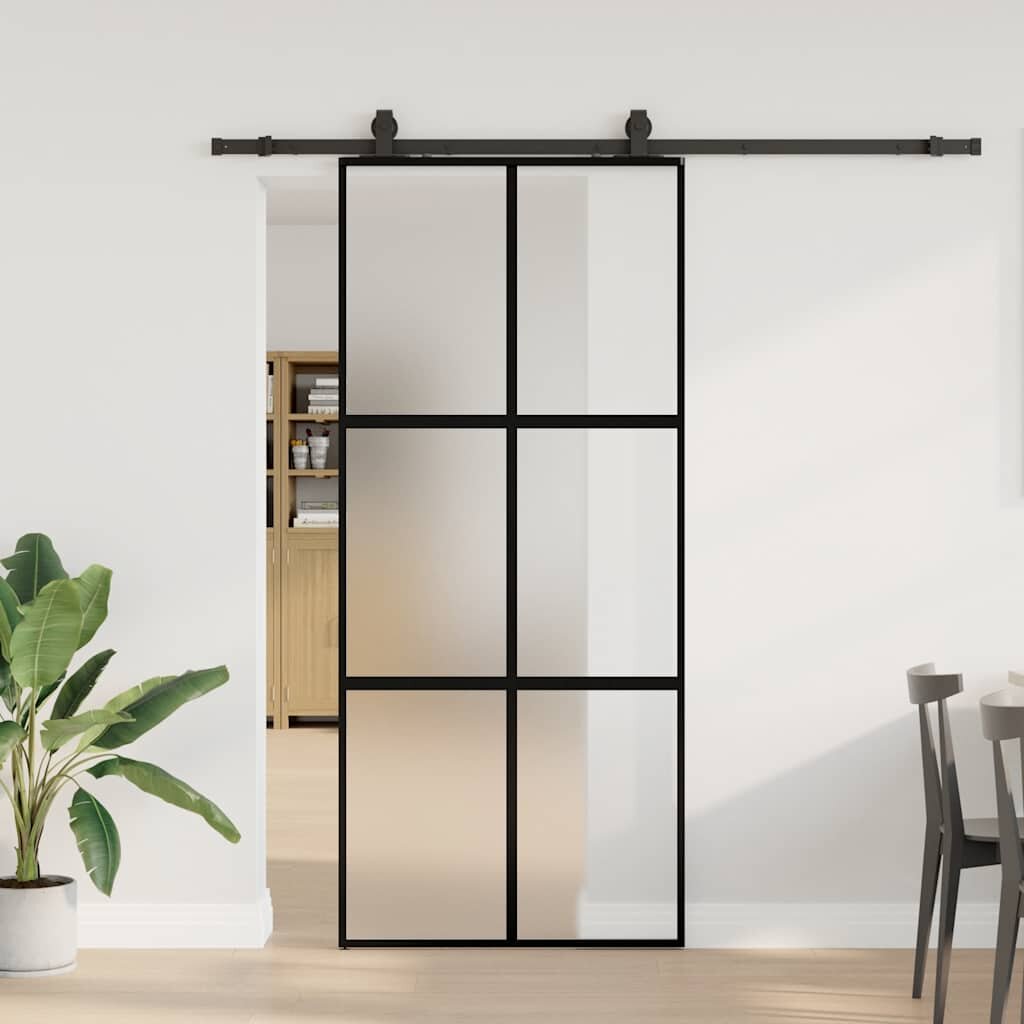 vidaXL Плъзгаща се врата с комплект обков Черно 90x205 cm