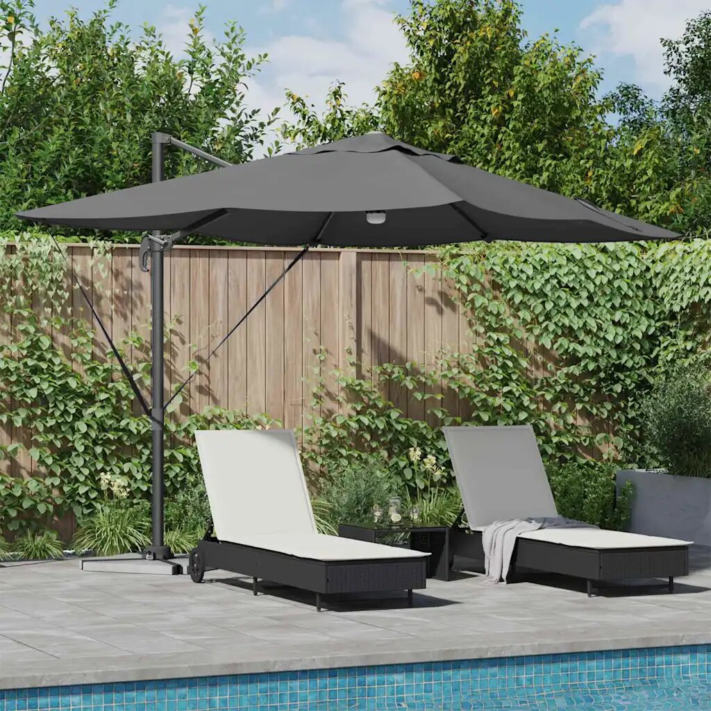 vidaXL Плажен чадър Антрацит 351 x 250 x 253 см Полиестер и алуминий