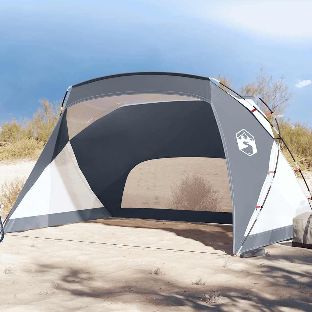 vidaXL Плажна палатка сива 274x178x170/148 см 185T полиестер