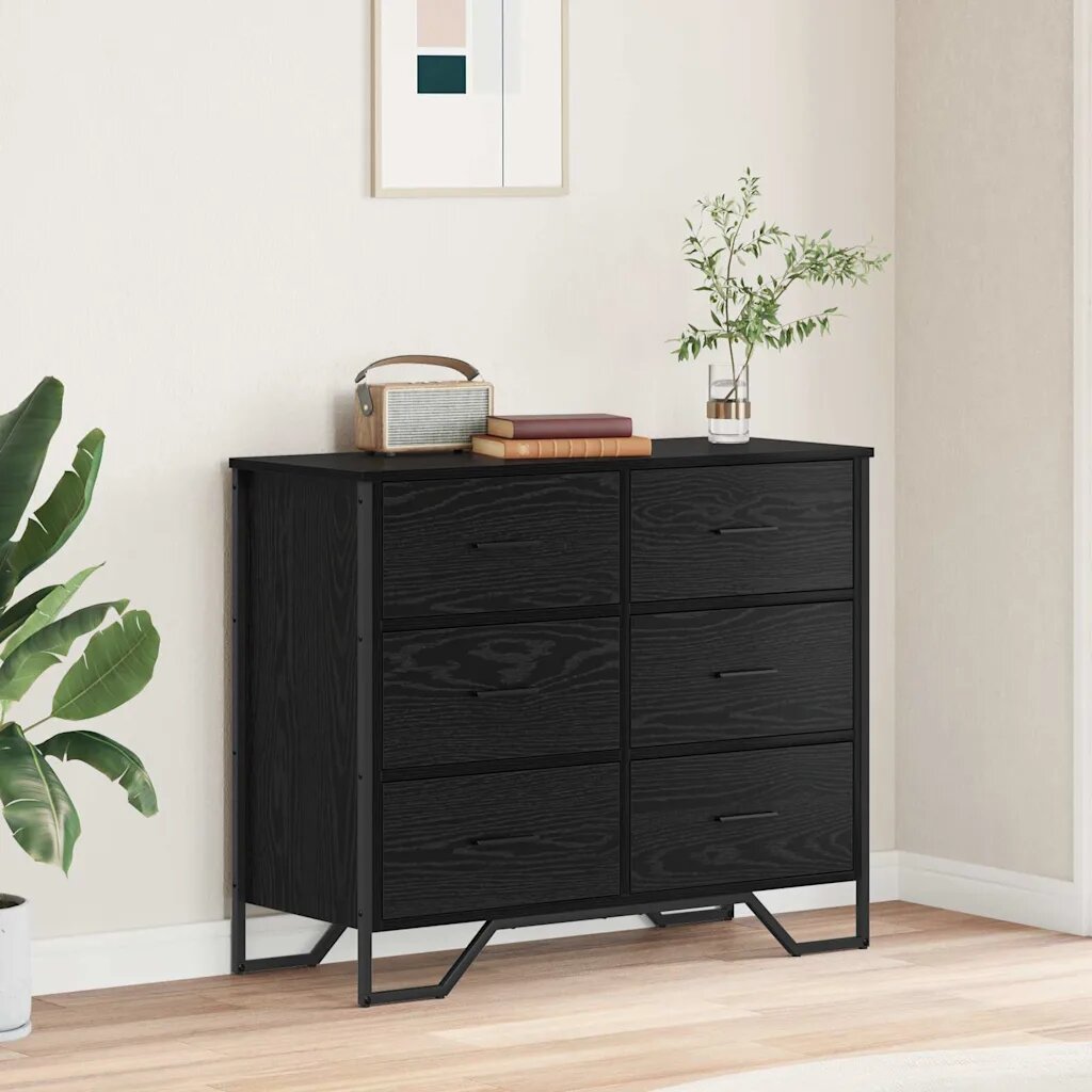 vidaXL Плика 6-Чекмедже Черния дъб 91 x 355 x 745 см