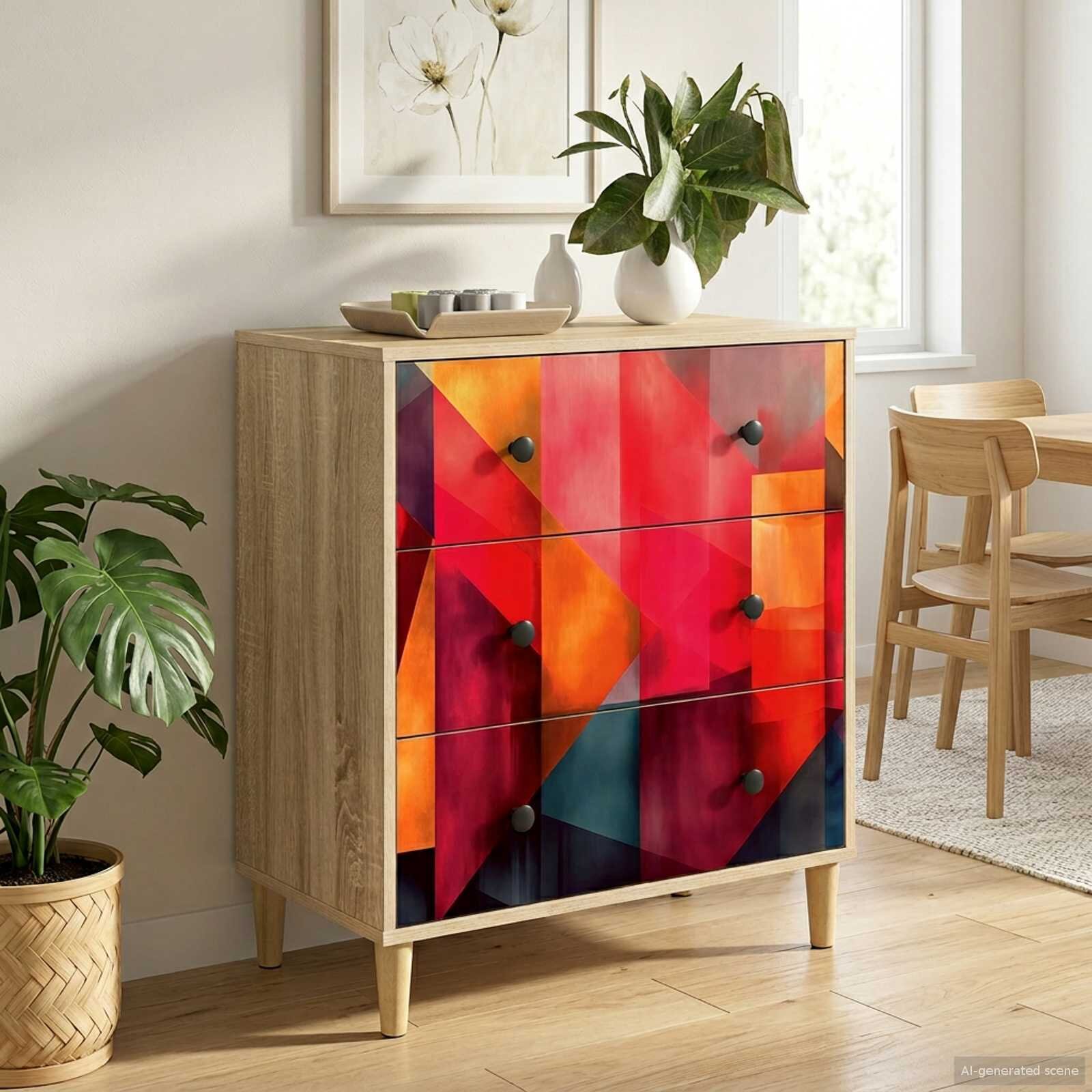 vidaXL Плика HEESCH Цветен блоков печат 66 x 365 x 75 см Сонома
