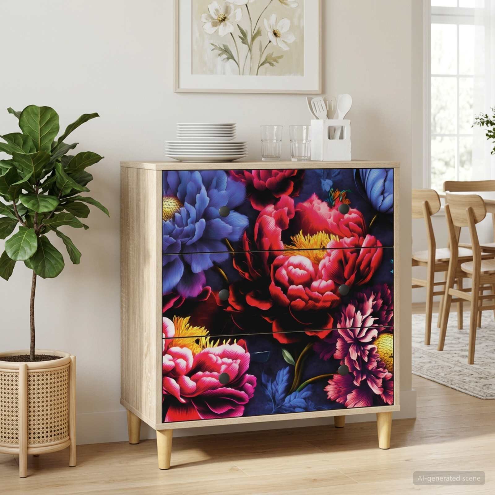vidaXL Плика KIEL Тъмен печат от пион 66 x 365 x 75 см Сонома