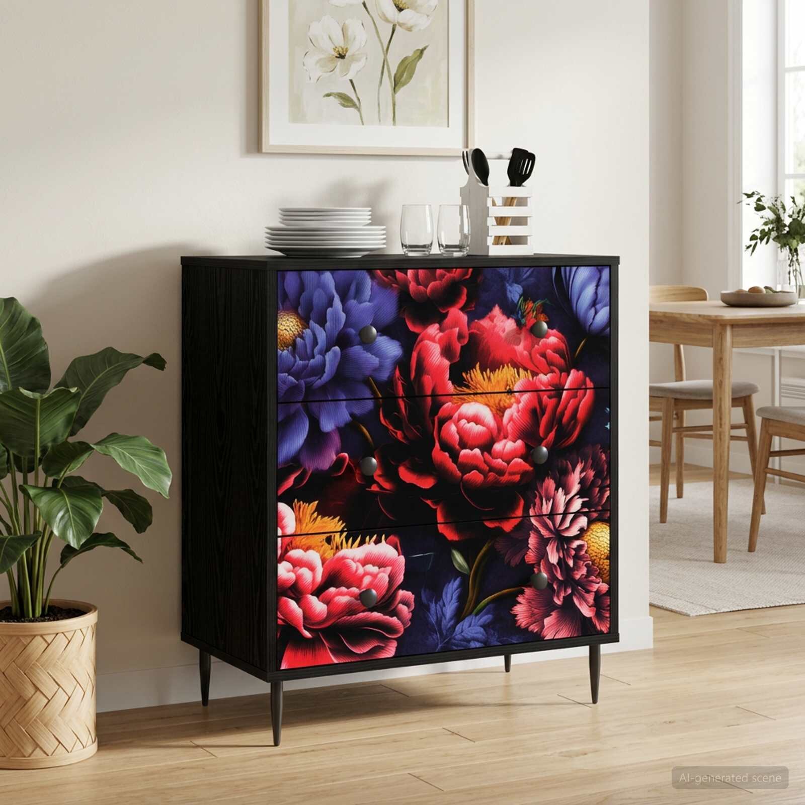 vidaXL Плика KIEL Тъмен печат от пион 66 x 365 x 76 см Черен дъб