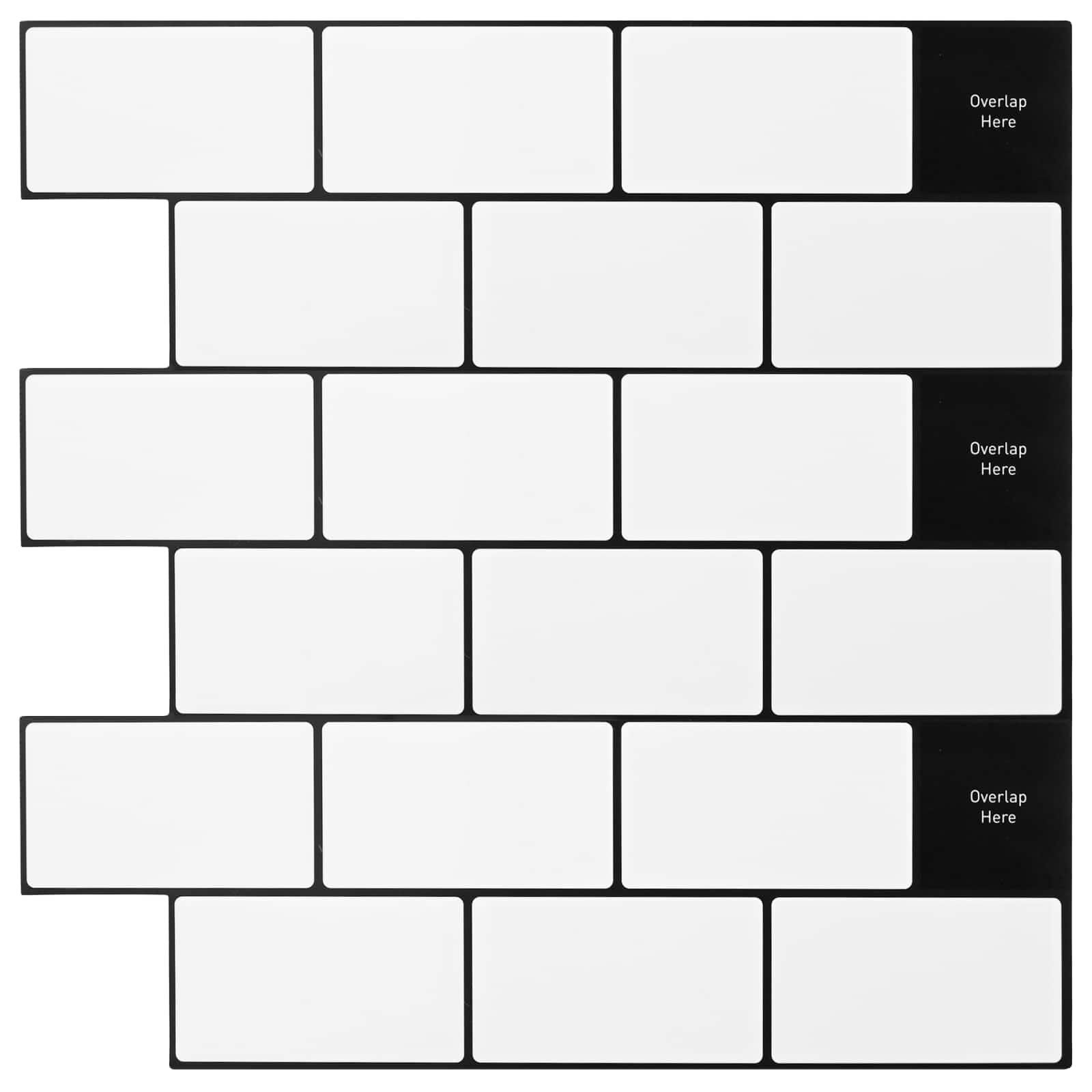 vidaXL Плочка метро 50 бр. Бяло черно 30 x 30 cm Полиуретан и PET
