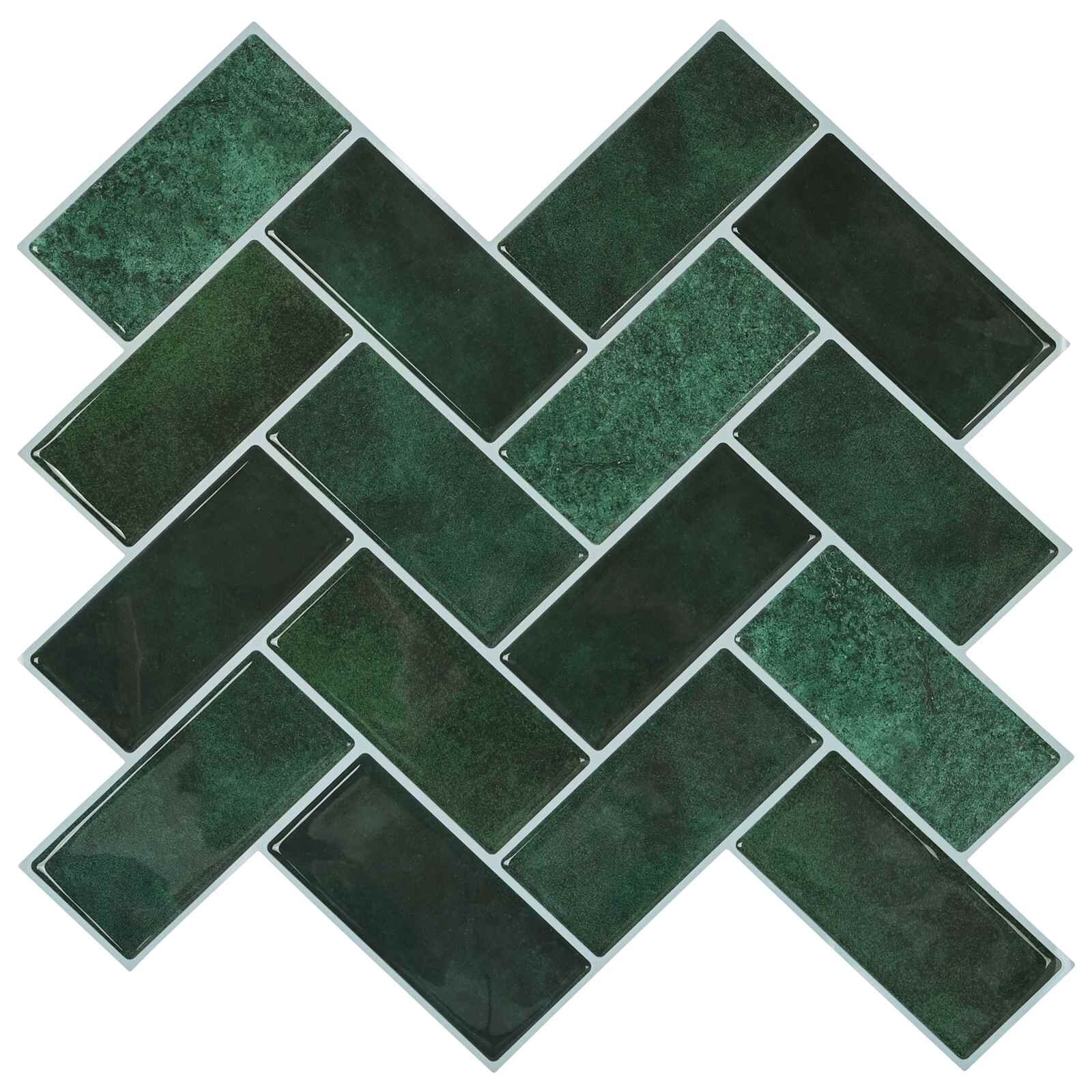 vidaXL Плочка рибена кост 50 бр. Тъмнозелено 30 x 30 cm