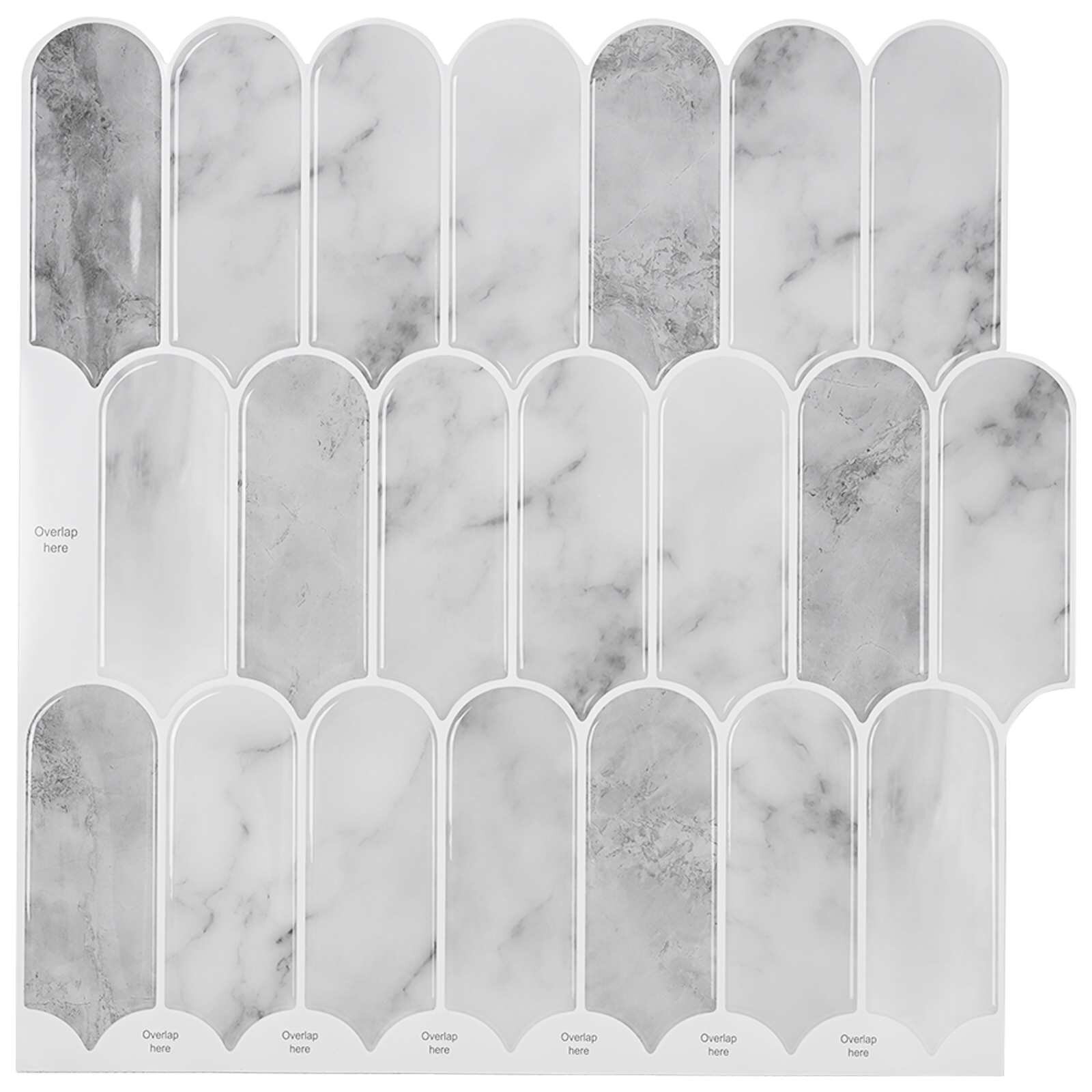 vidaXL Плочка с перо 10 бр. Сив мрамор 30 x 30 cm Полиуретан и PET