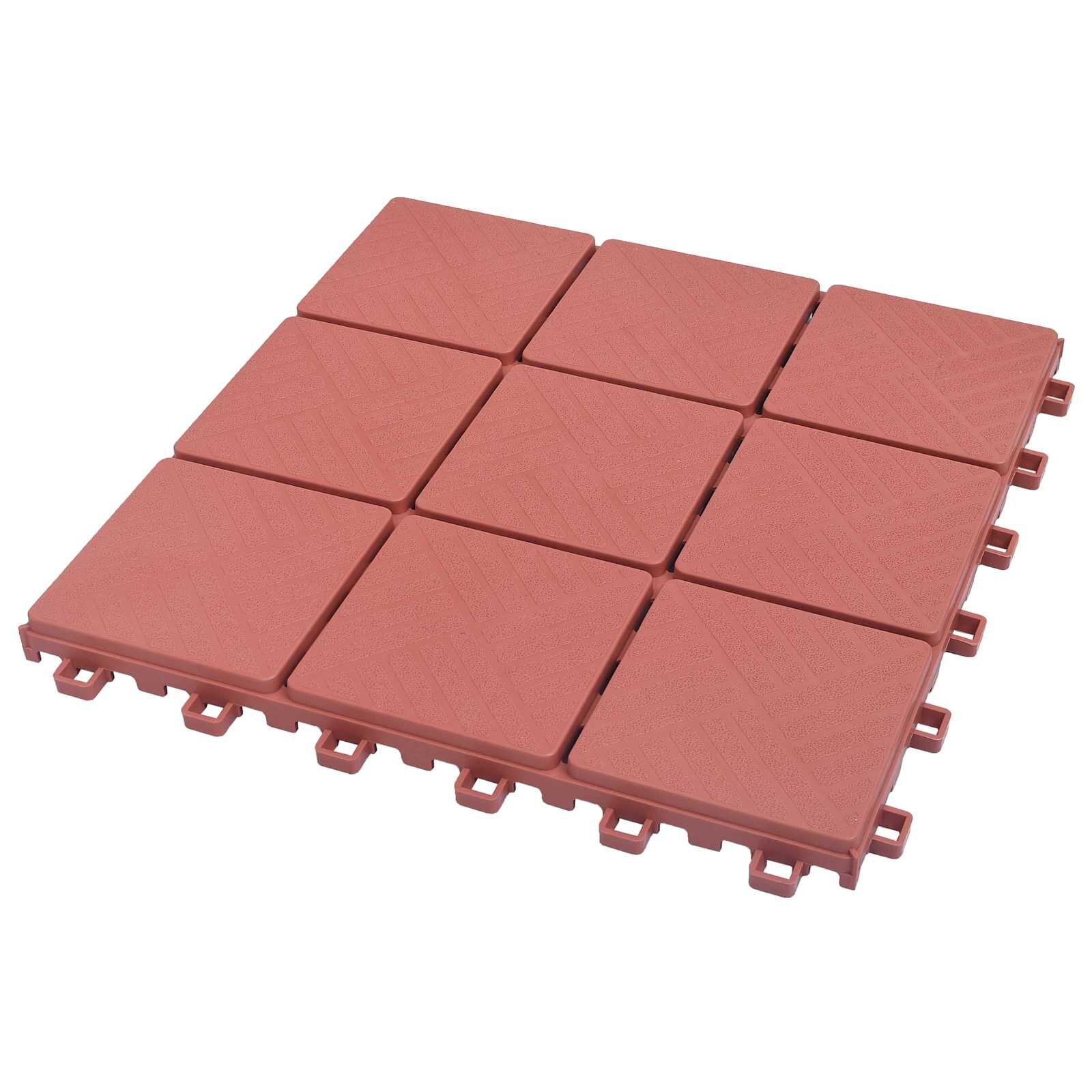 vidaXL Плочка за decking 10 бр. Червено 305 х 305 х 22 см
