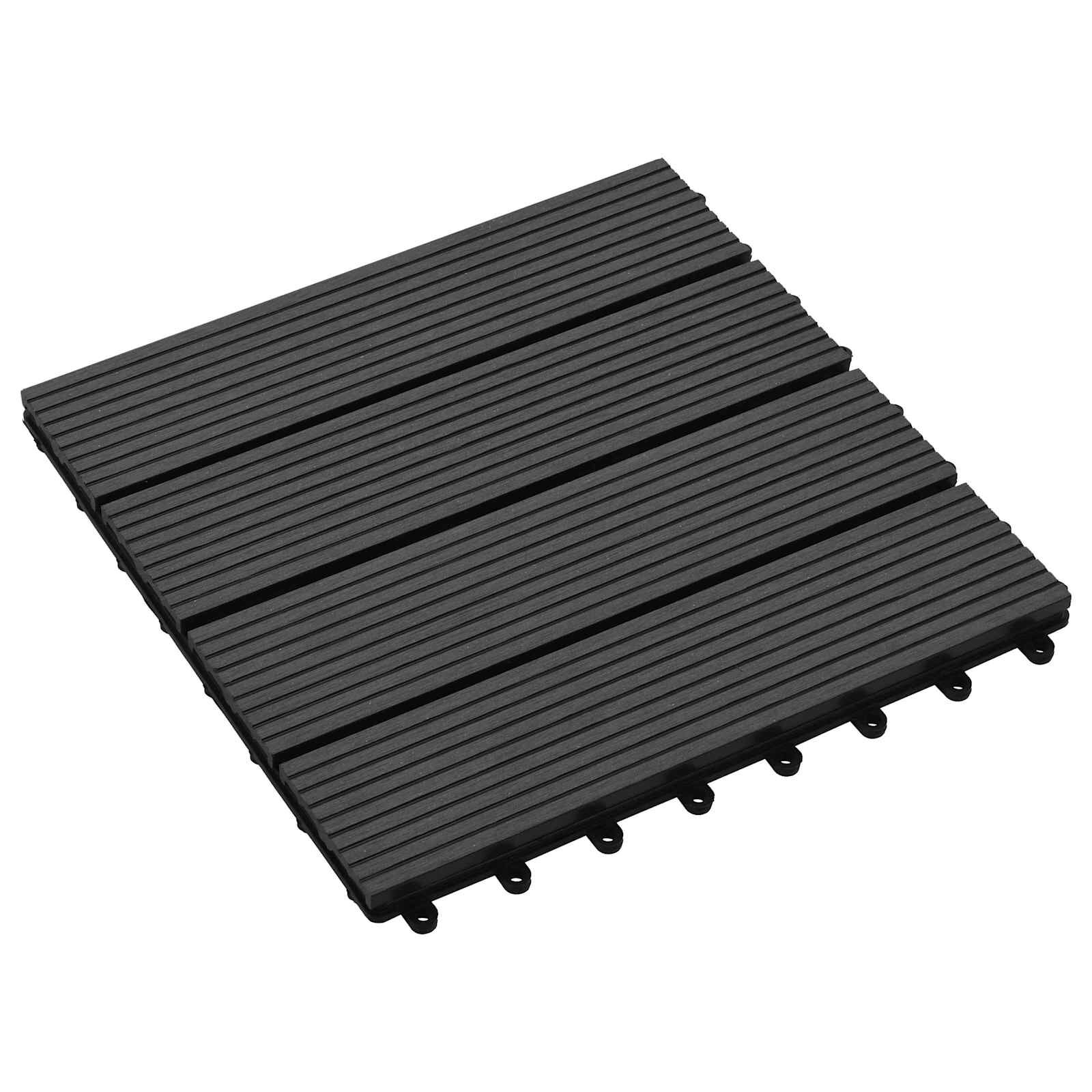 vidaXL Плочка за decking 11 бр. Черно 30 x 30 cm WPC