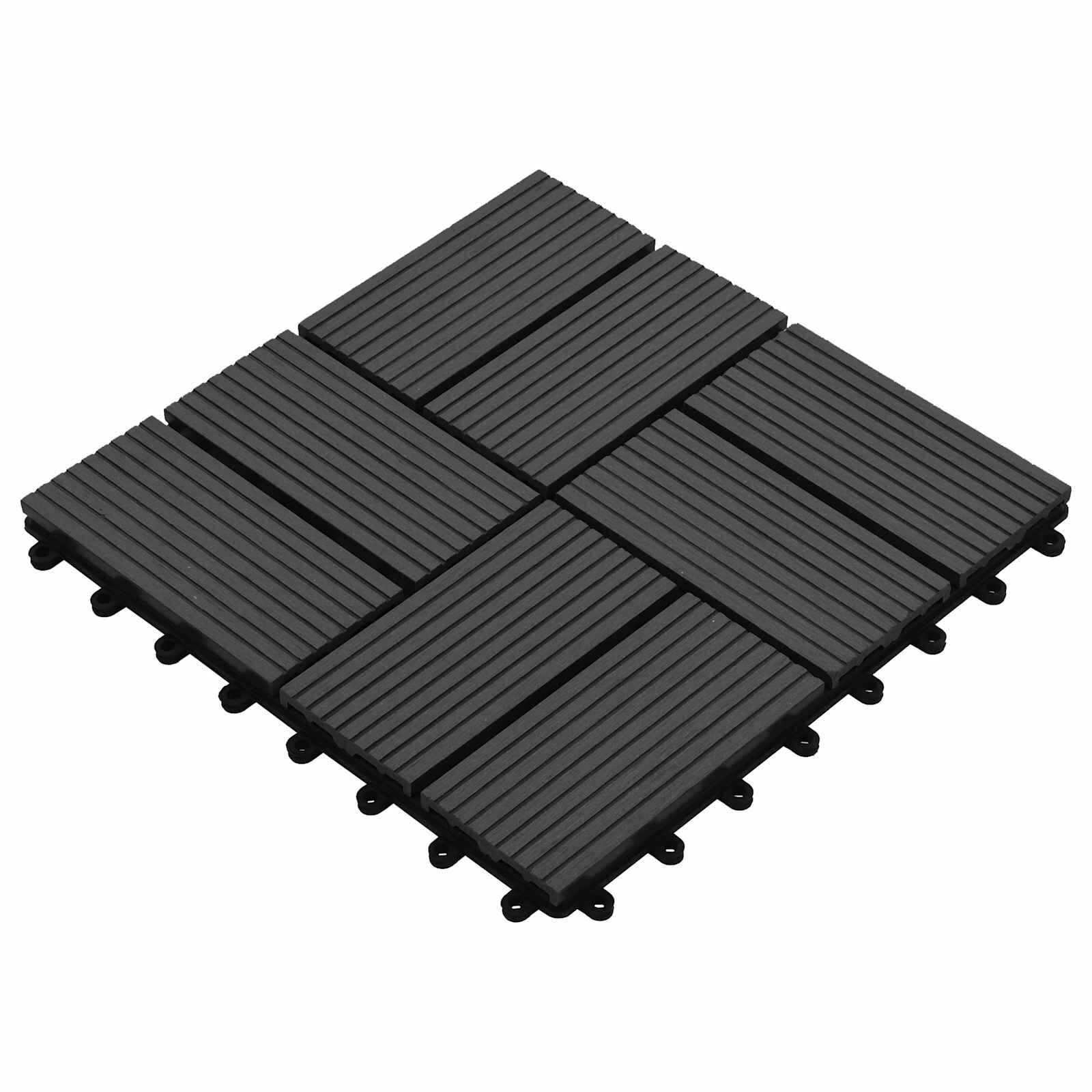 vidaXL Плочка за decking 11 бр. Черно 30 x 30 cm WPC