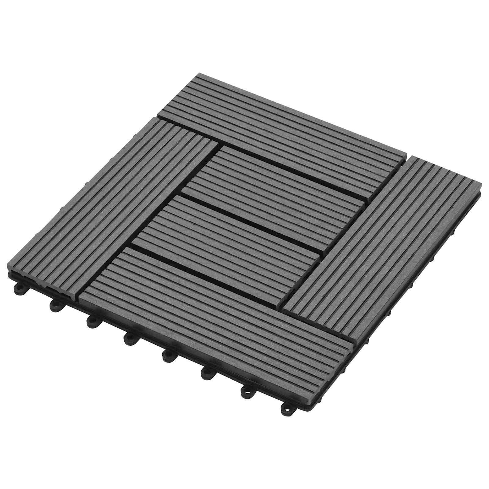 vidaXL Плочка за decking 11 бр. Сиво 30 x 30 cm WPC