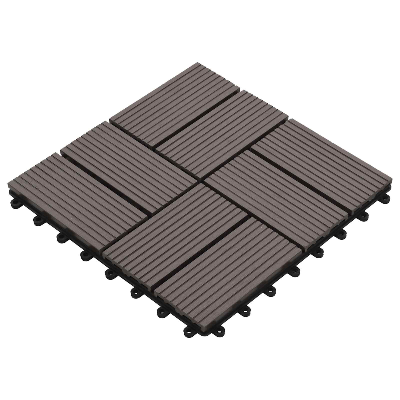 vidaXL Плочка за decking 11 бр. Тъмен кафяв 30 x 30 cm WPC