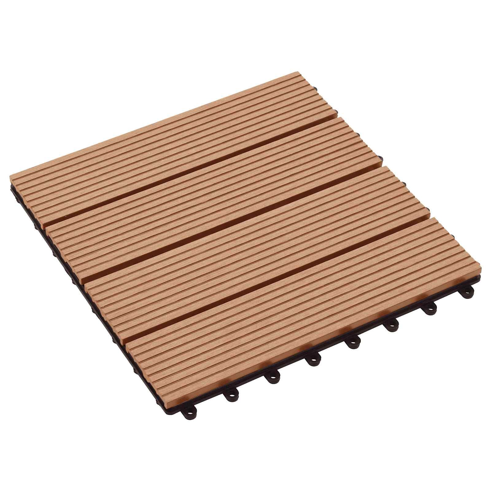 vidaXL Плочка за decking 11 бр. Тик 30 x 30 cm WPC