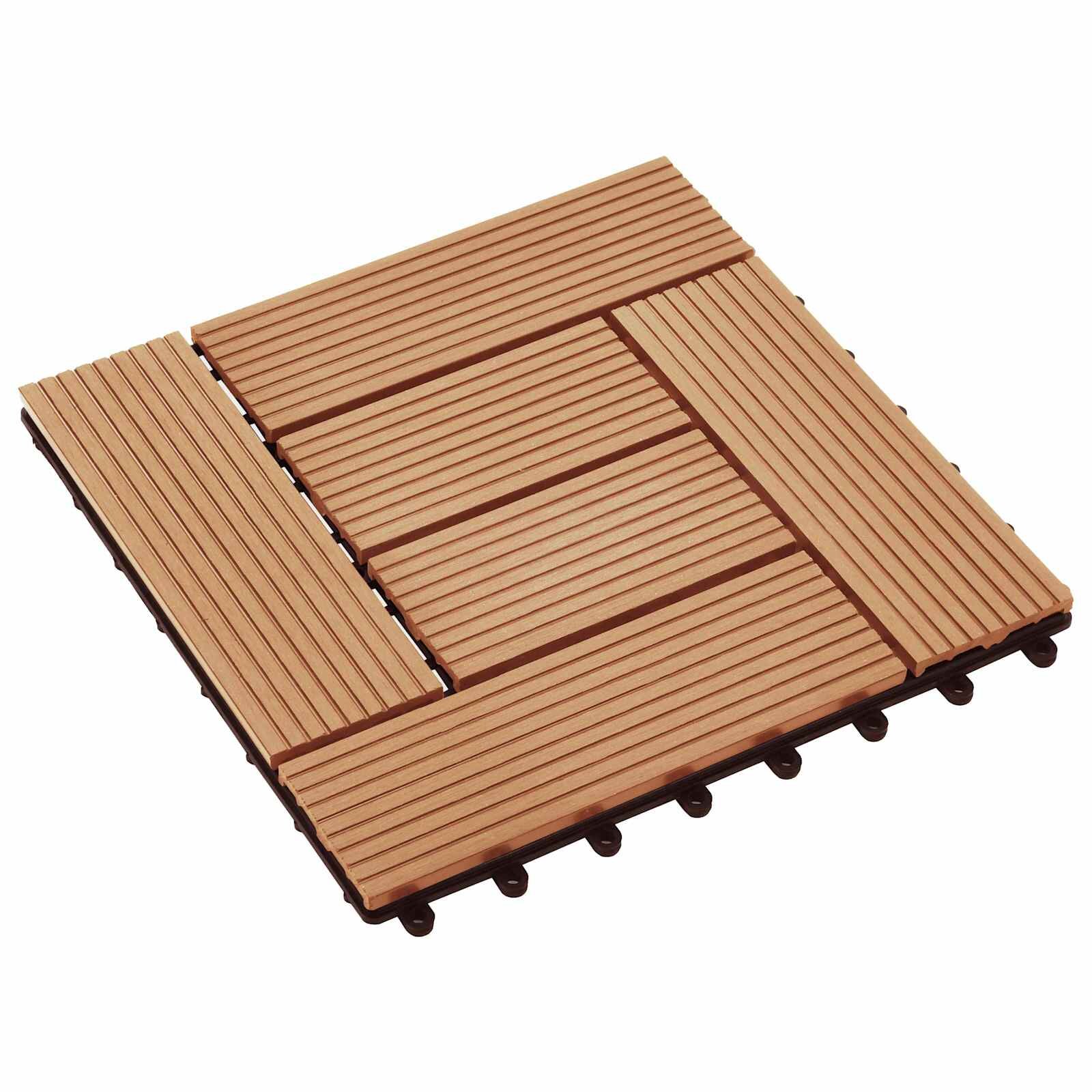 vidaXL Плочка за decking 11 бр. Тик 30 x 30 cm WPC