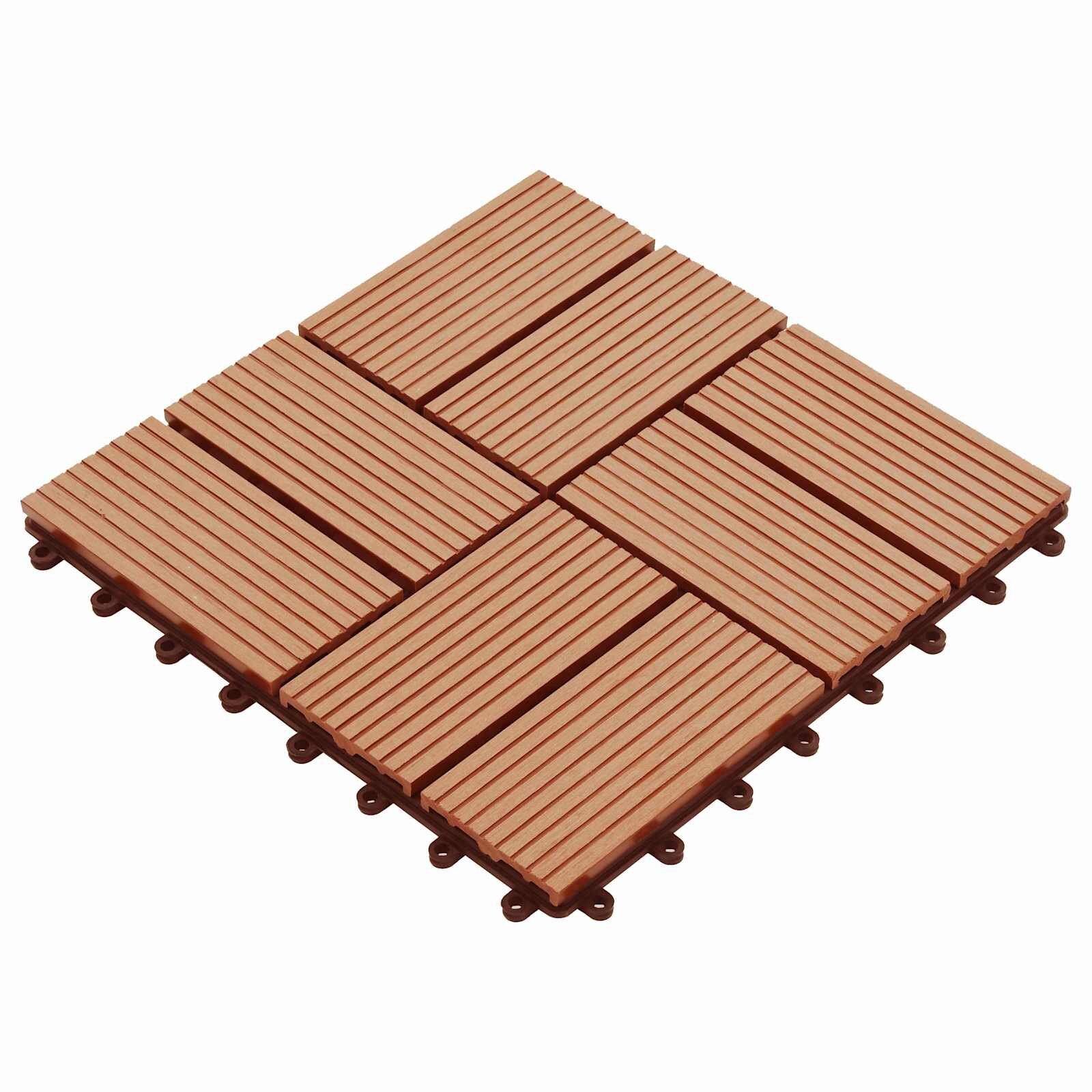 vidaXL Плочка за decking 11 бр. Тик 30 x 30 cm WPC