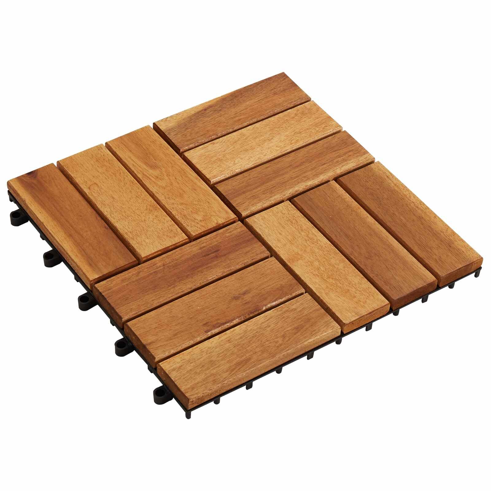 vidaXL Плочка за decking 20 бр. Кафяво 30 x 30 cm Дърво от Акация