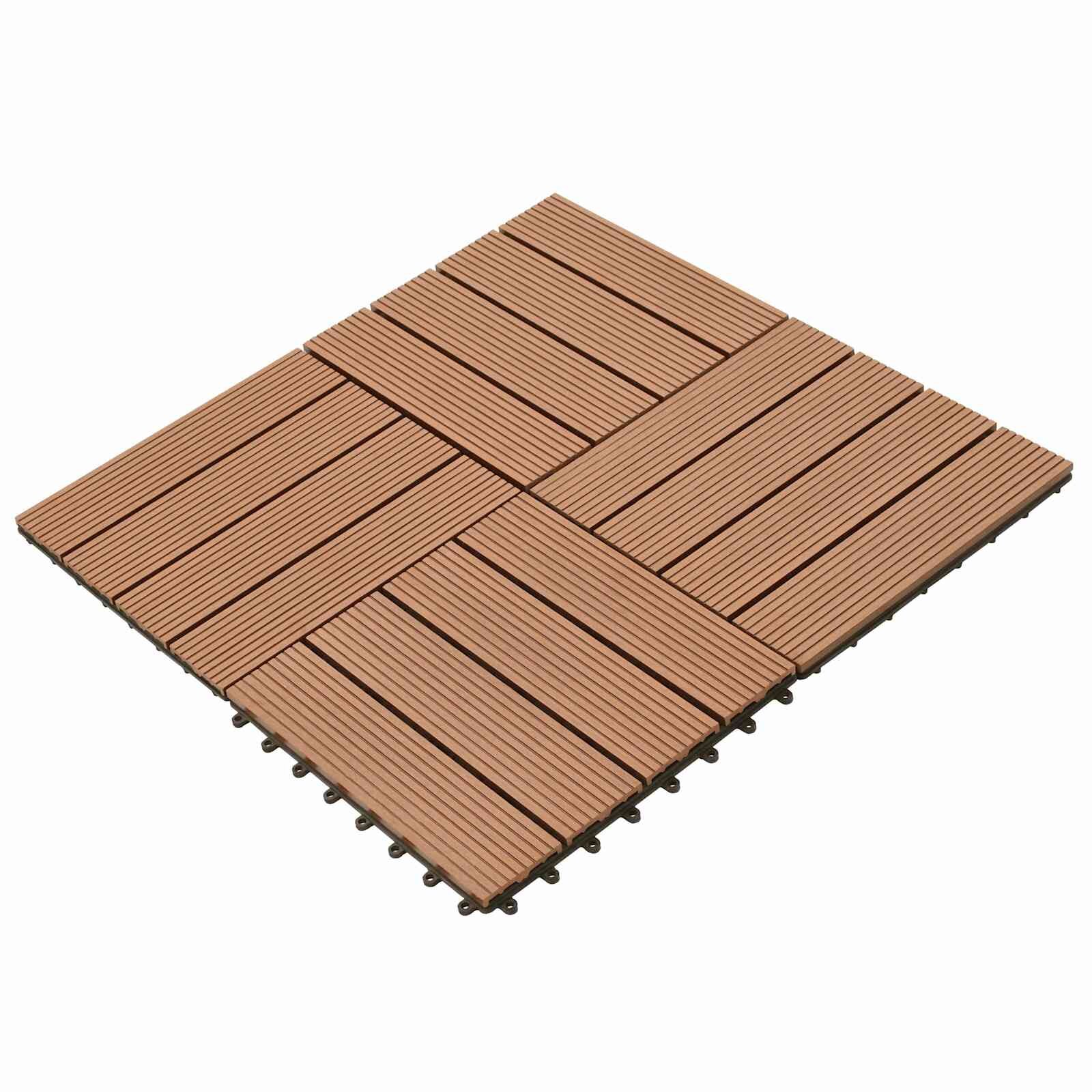 vidaXL Плочка за decking 22 бр. Кафяво 30 x 30 cm WPC