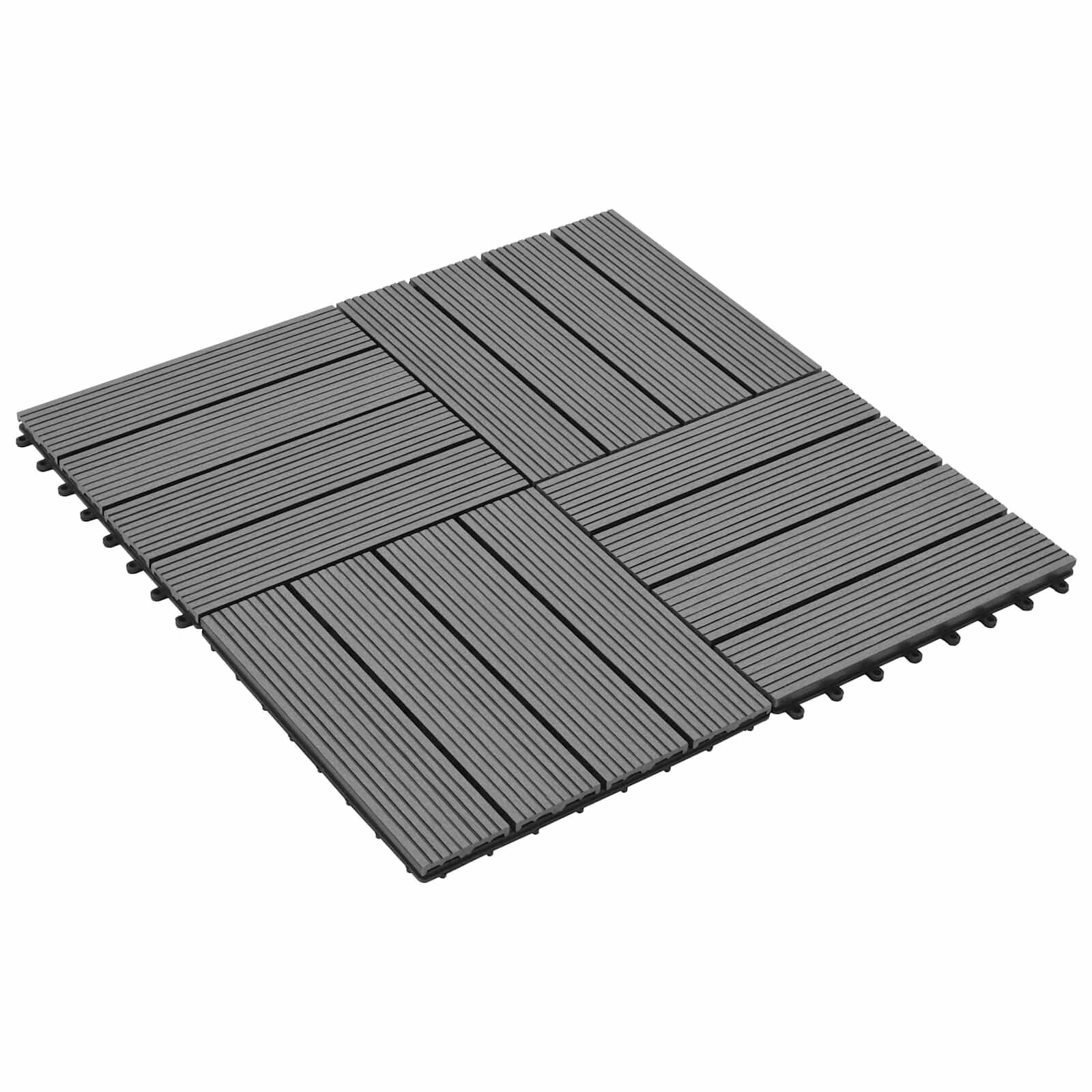 vidaXL Плочка за decking 22 бр. Сиво 30 x 30 cm WPC