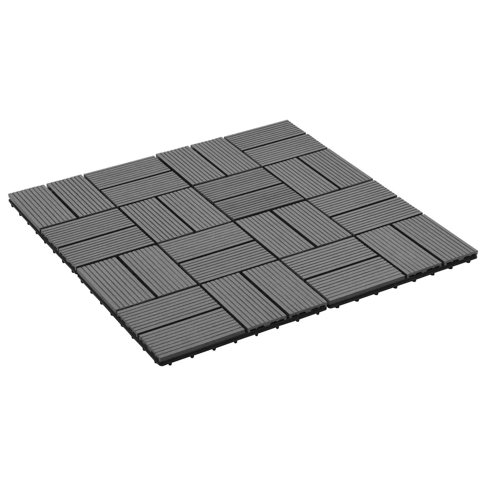 vidaXL Плочка за decking 22 бр. Сиво 30 x 30 cm WPC