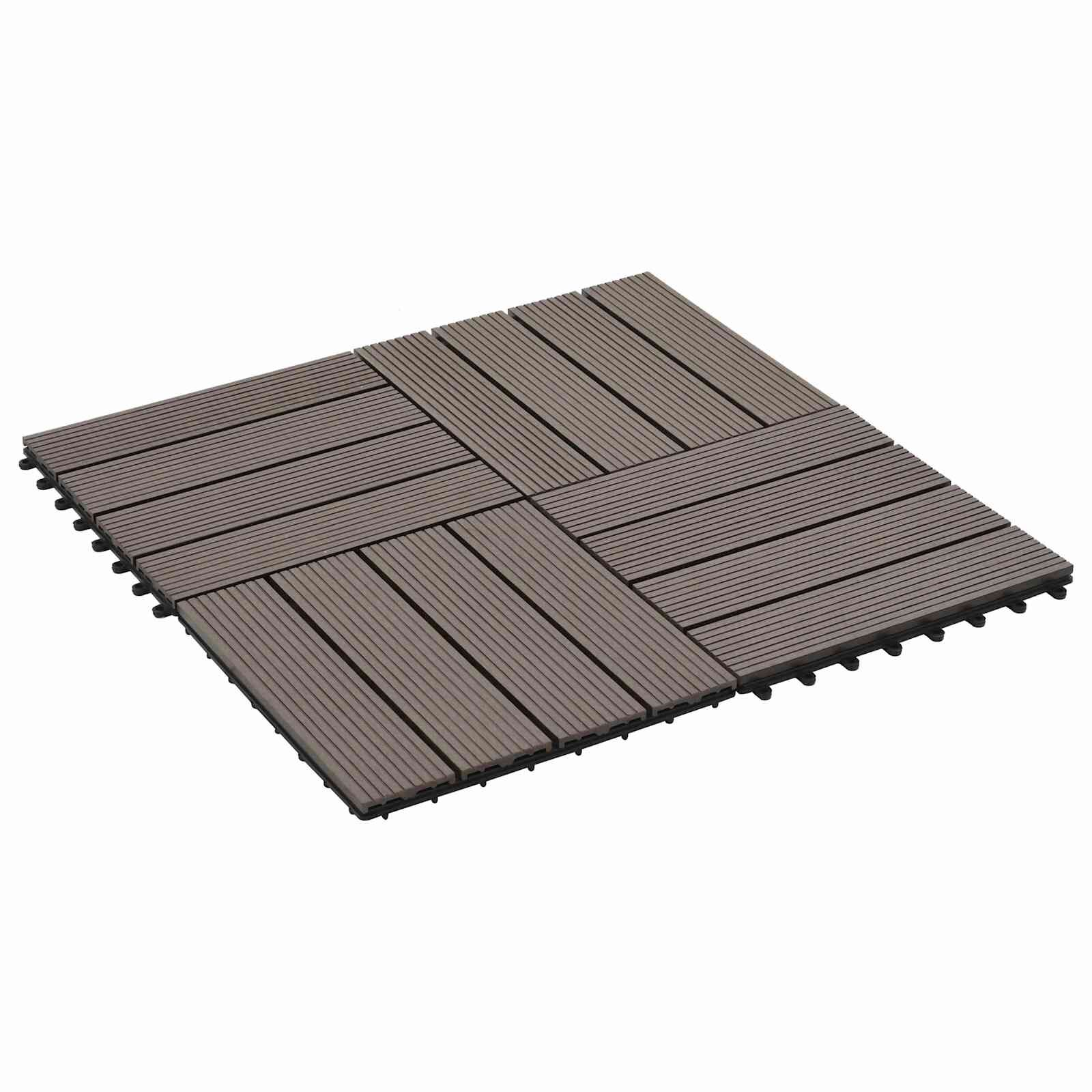 vidaXL Плочка за decking 22 бр. Тъмен кафяв 30 x 30 cm WPC