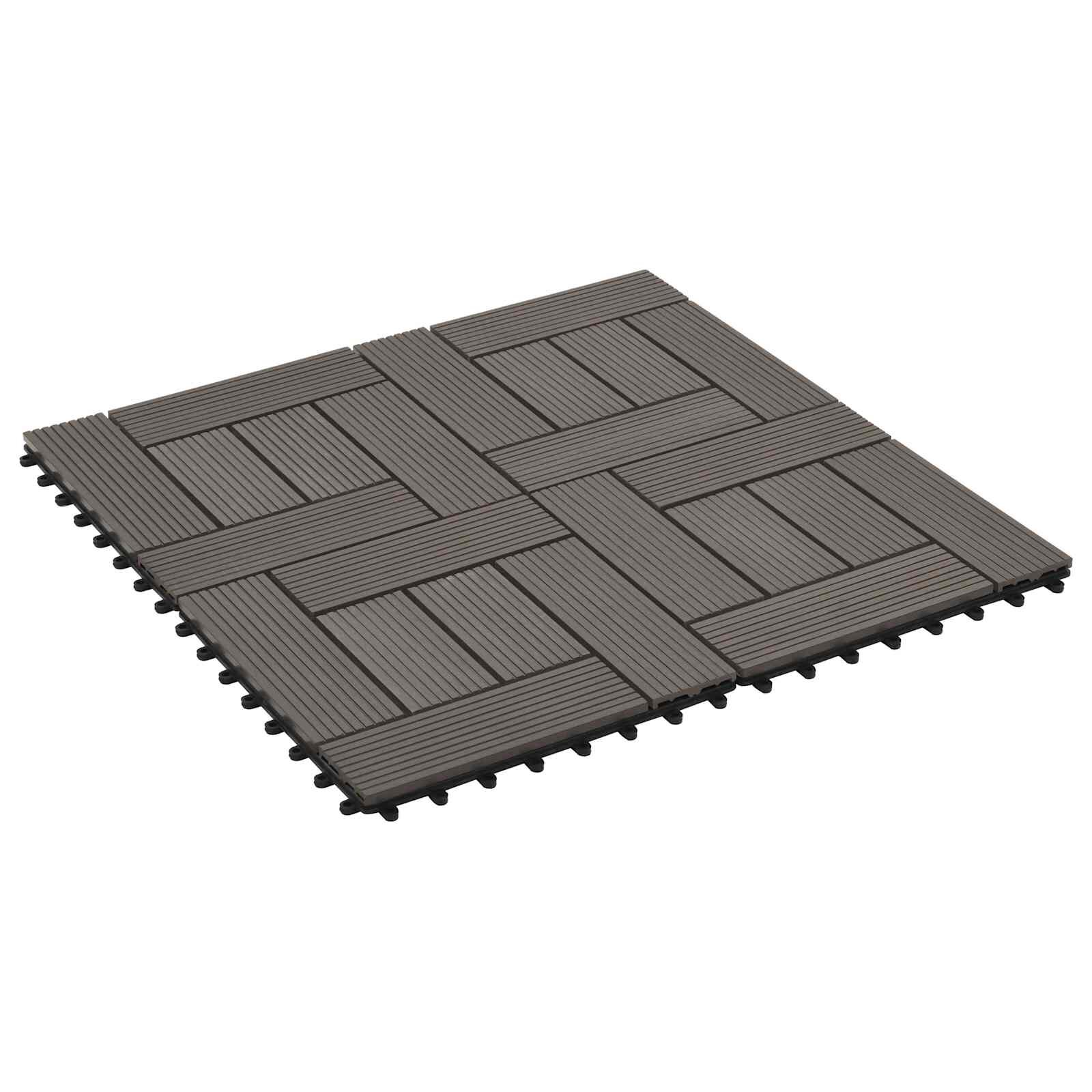 vidaXL Плочка за decking 22 бр. Тъмен кафяв 30 x 30 cm WPC