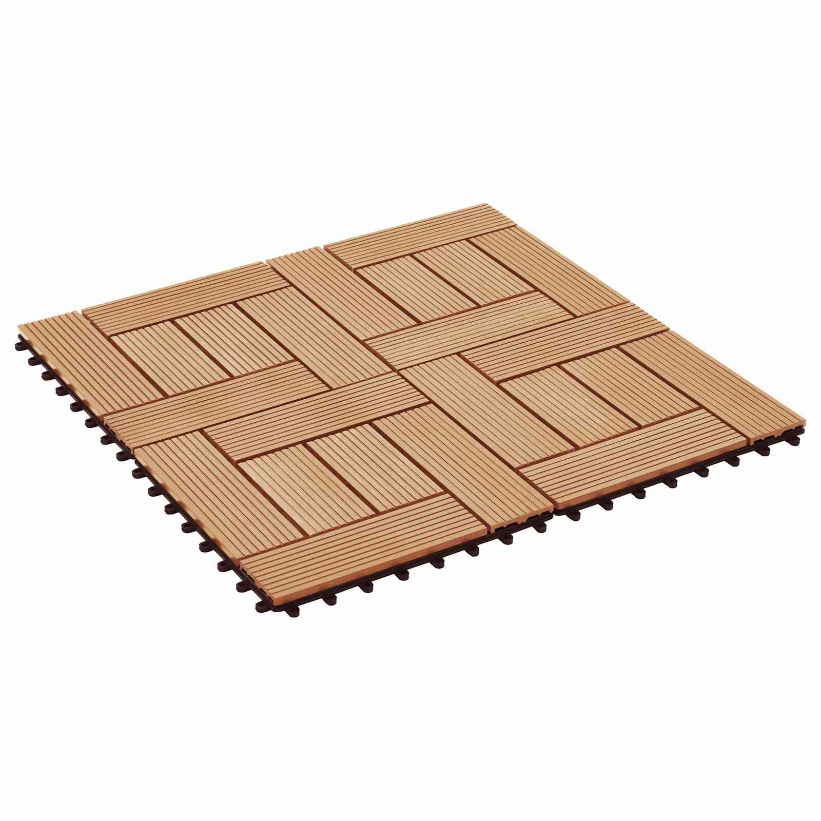vidaXL Плочка за decking 22 бр. Тик 30 x 30 cm WPC