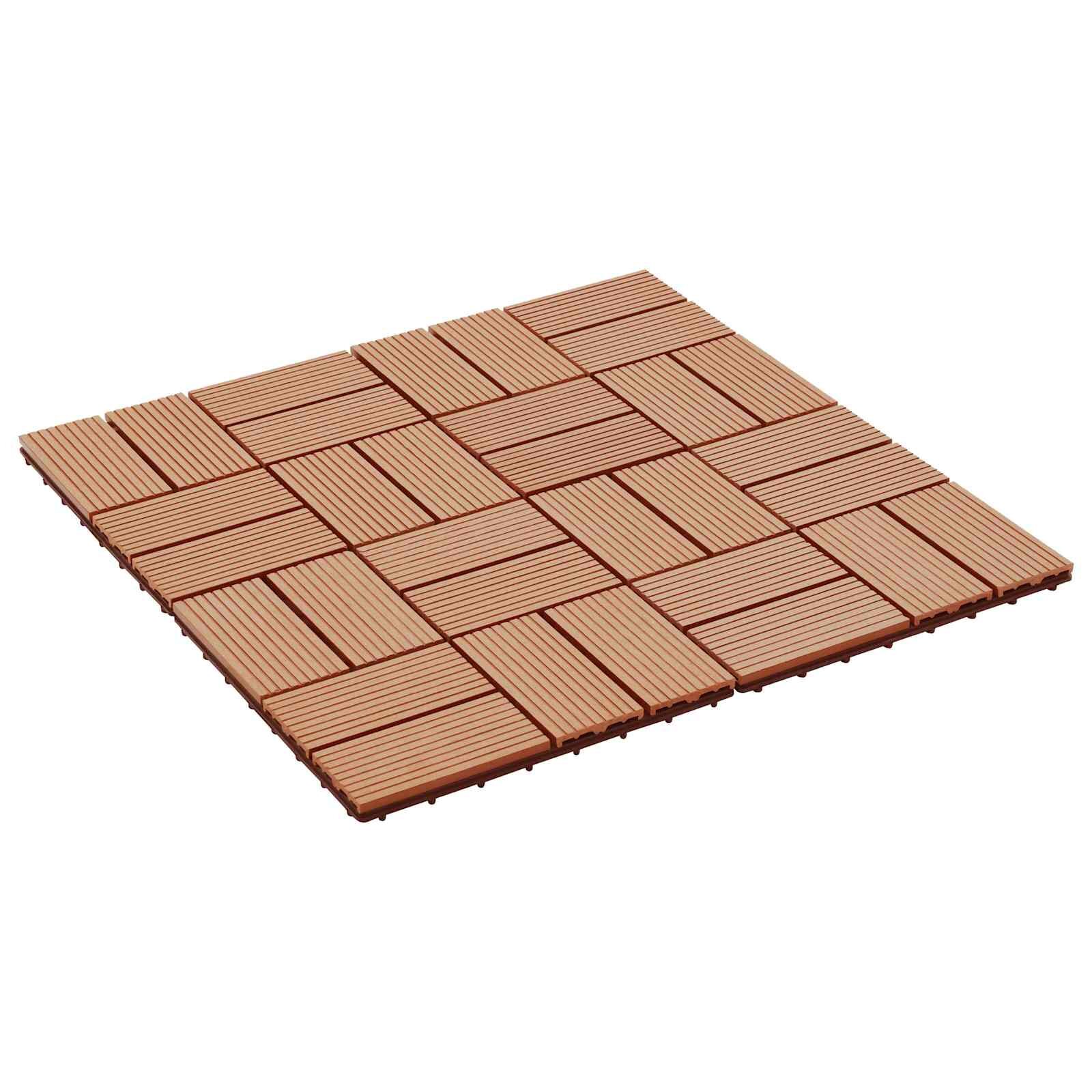vidaXL Плочка за decking 22 бр. Тик 30 x 30 cm WPC