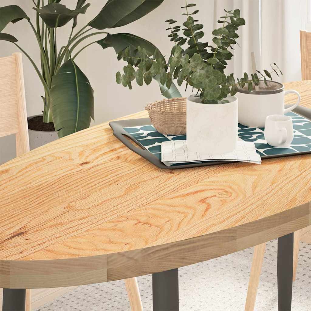 vidaXL Плот за маса 140x60x4 см дъбово дърво масив овална