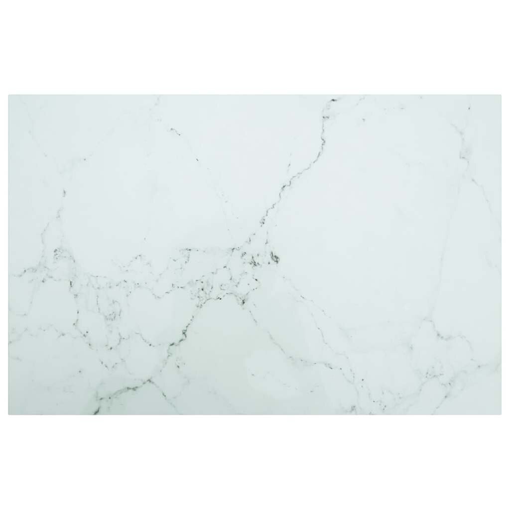vidaXL Плот за маса бял 100x62см 8мм закалено стъкло с мраморен дизайн