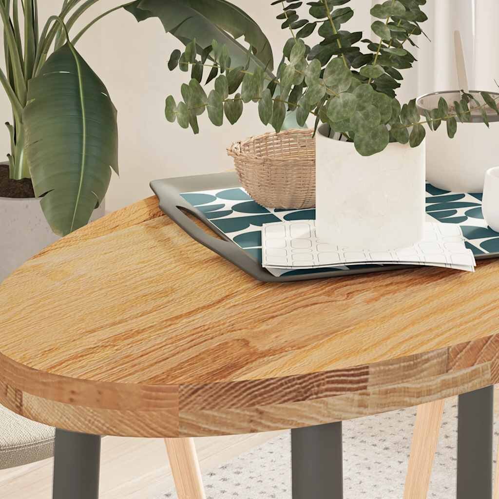 vidaXL Плот за маса светлокафяв 100x50x4 см дъб масив овална