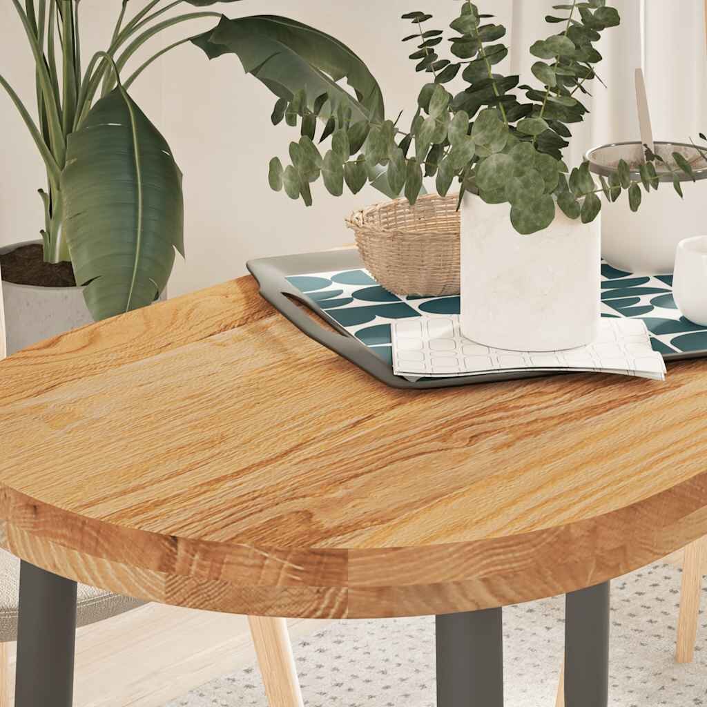 vidaXL Плот за маса светлокафяв 100x50x4 см дъб масив овална