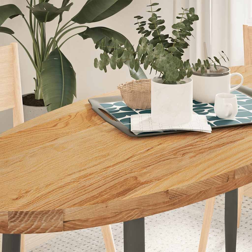 vidaXL Плот за маса светлокафяв 140x60x4 см дъб масив овална