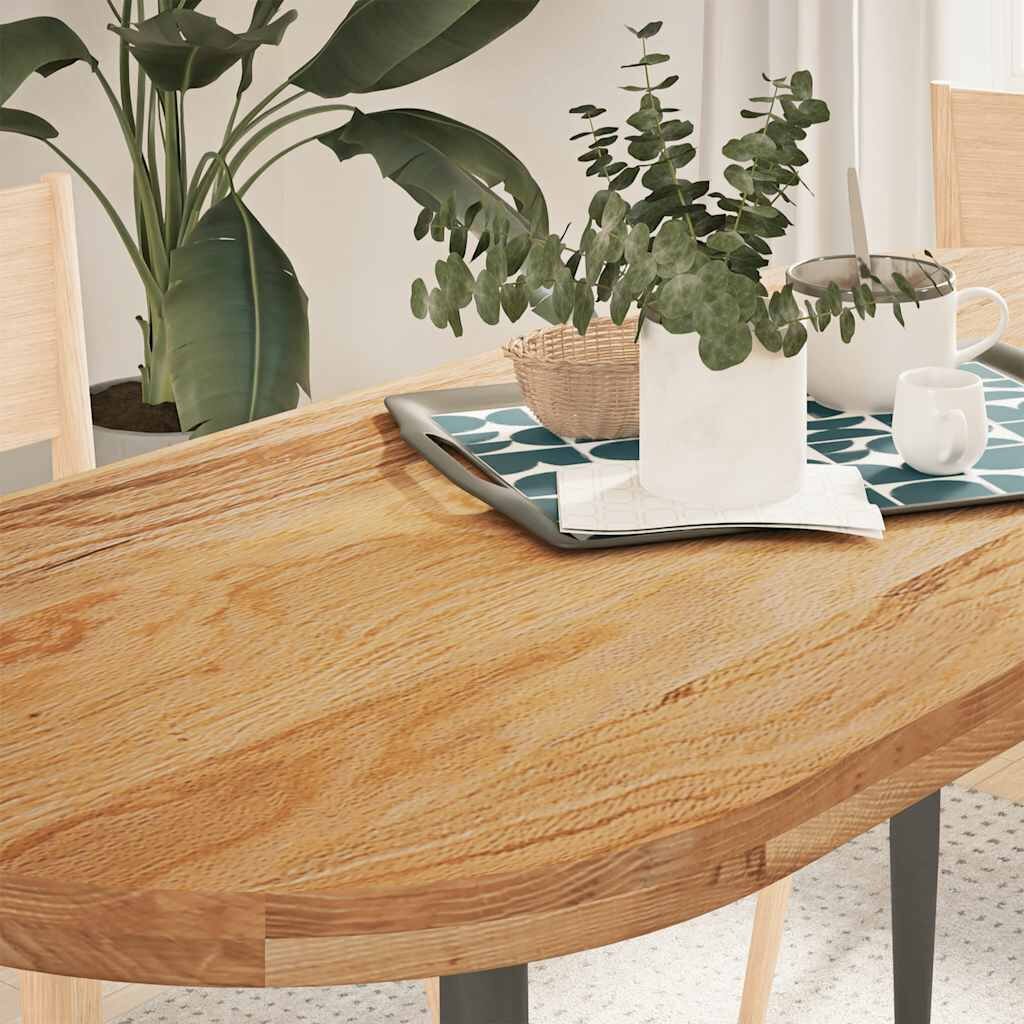 vidaXL Плот за маса светлокафяв 140x60x4 см дъб масив овална