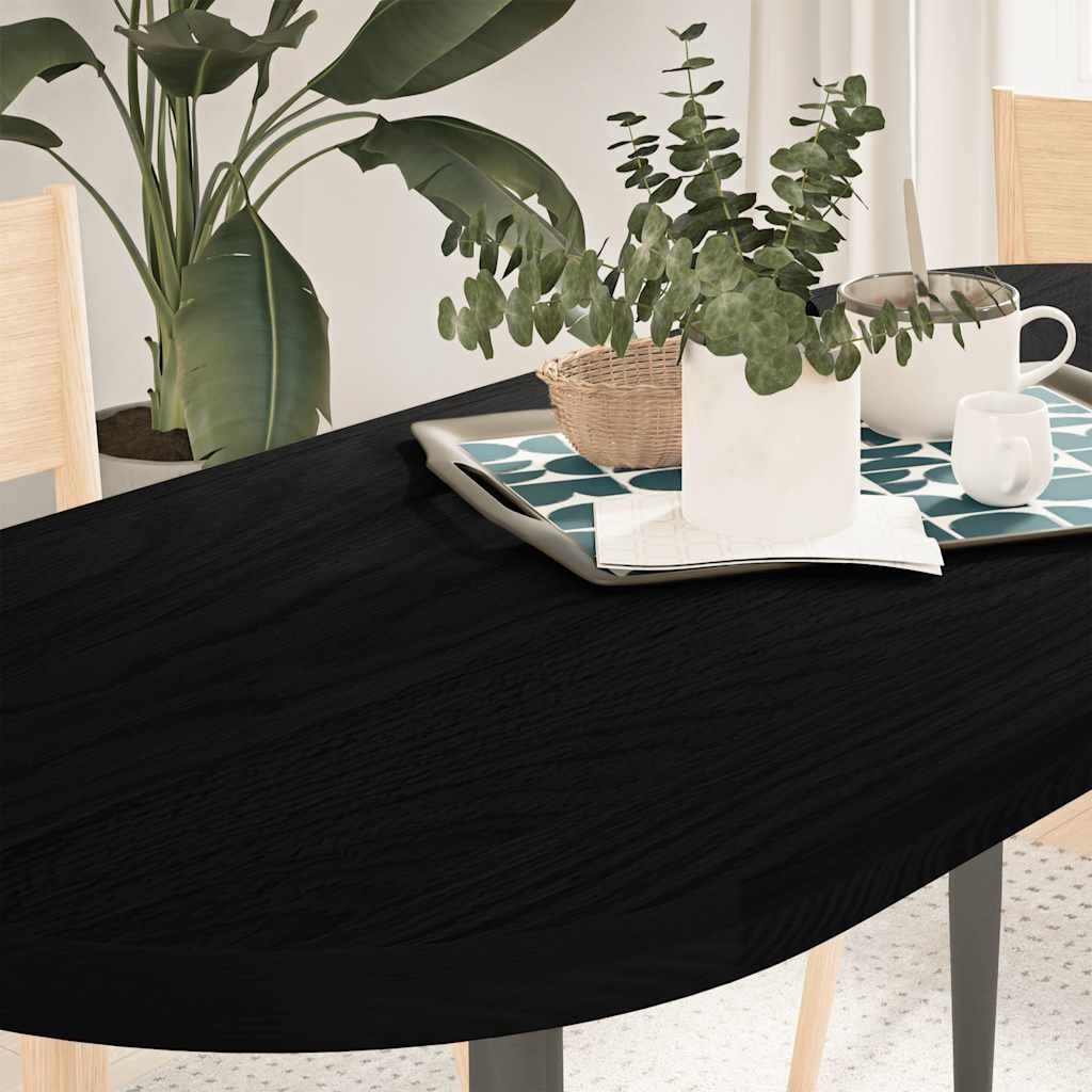 vidaXL Плот за маса тъмнокафяв 140x60x4 см дъб масив овална