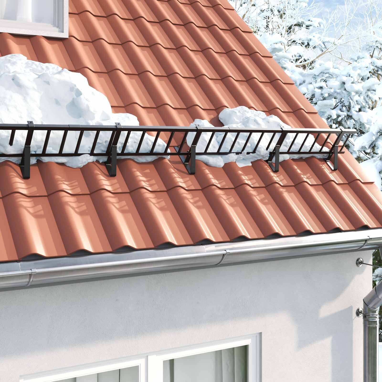 vidaXL Поддръжка на снегозащита 6 бр. Черно 295 x 3 x 345 см Стомана