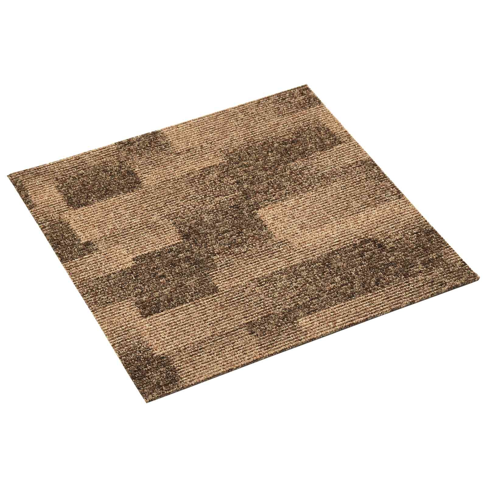 vidaXL Подов килим 20 бр. Кафяво 50 x 50 cm ПП Нисък влас