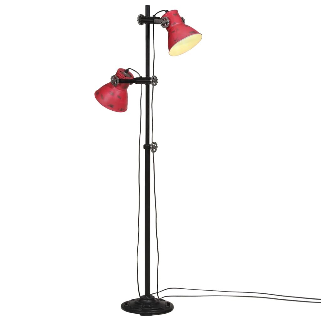 vidaXL Подова лампа 25 W винтидж състарено червено 25x25x90/140 см E27