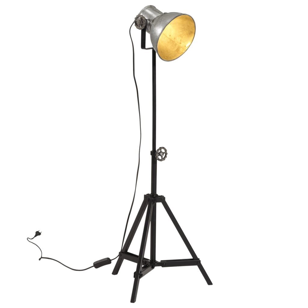 vidaXL Подова лампа 25 W винтидж сребриста 35x35x65/95 см E27