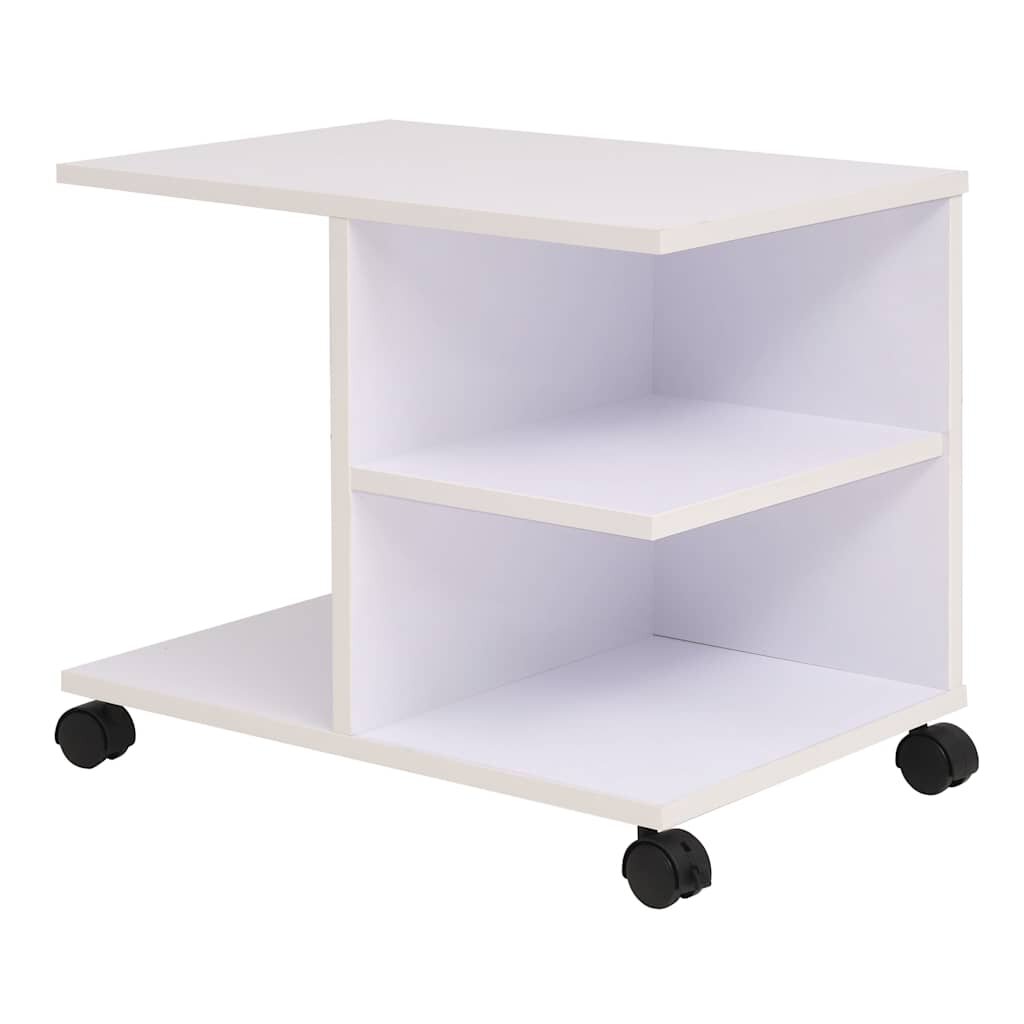 vidaXL Подвижна етажерка 50x35x42 см бял