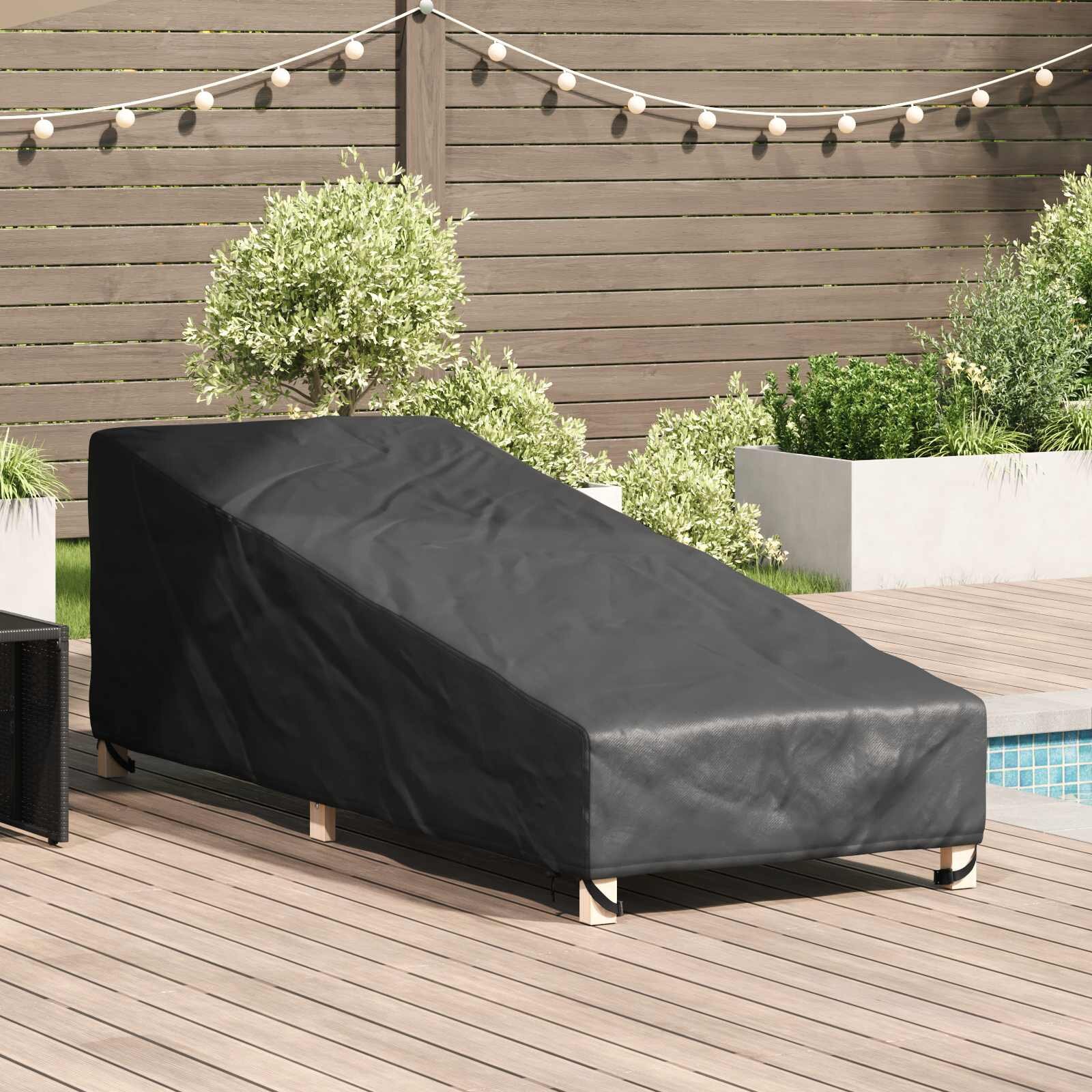 vidaXL Покритие за градински мебели 195 x 76 x 82 см Правоъгълна Черно
