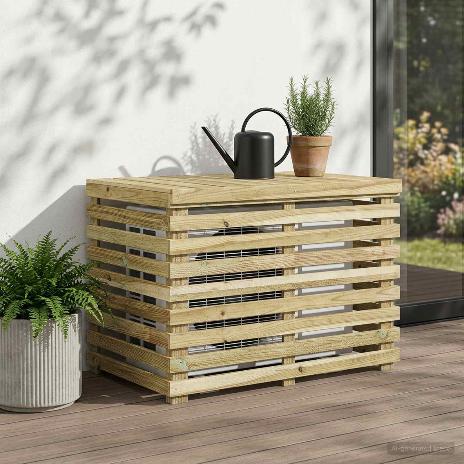 vidaXL Покритие за климатик 90 x 58 x 60 см Импрегнирано борово дърво