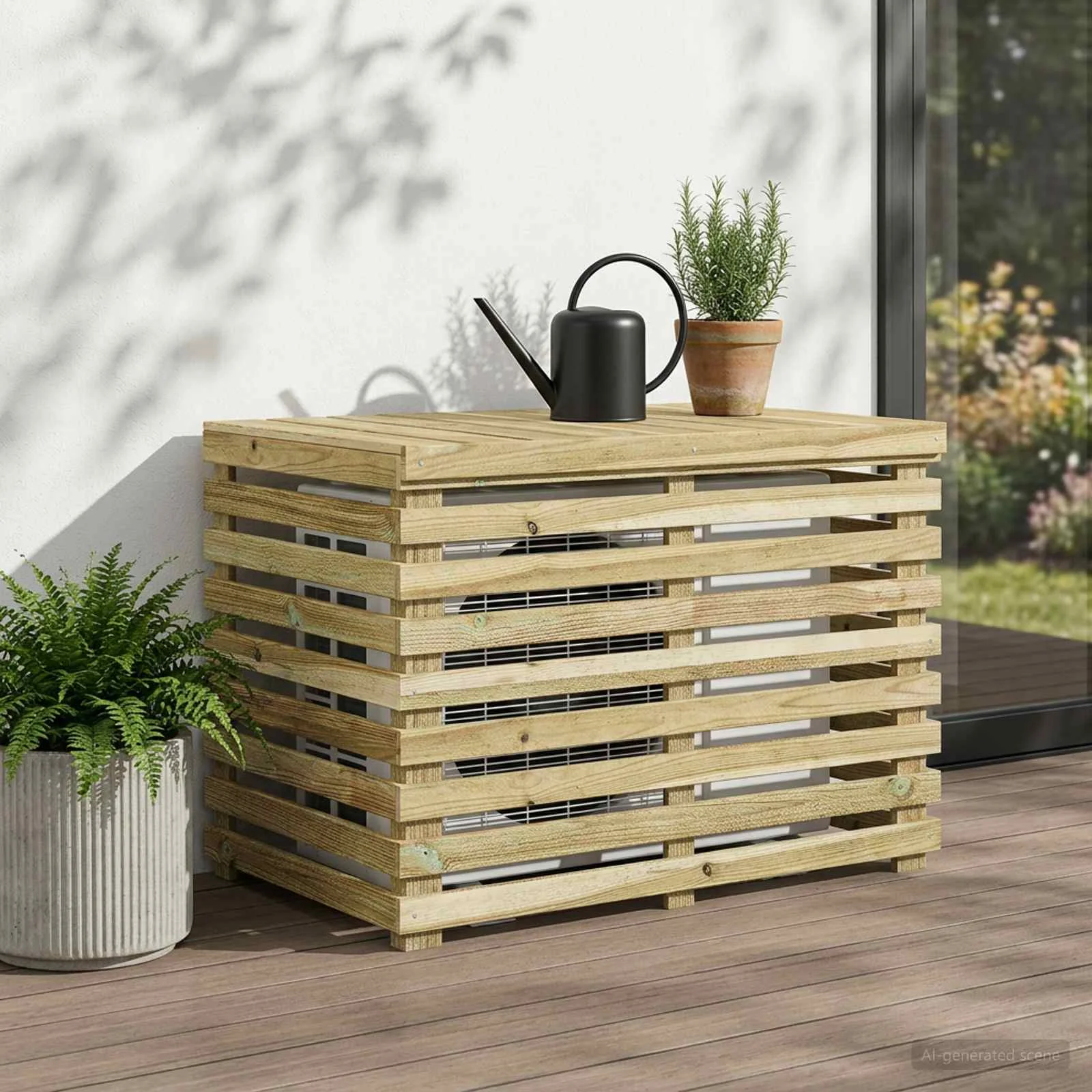 vidaXL Покритие за климатик 90 x 58 x 60 см Импрегнирано борово дърво