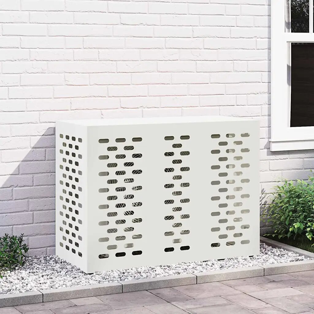vidaXL Покритие за климатик Бяло 110 x 50 x 80 cm Стомана