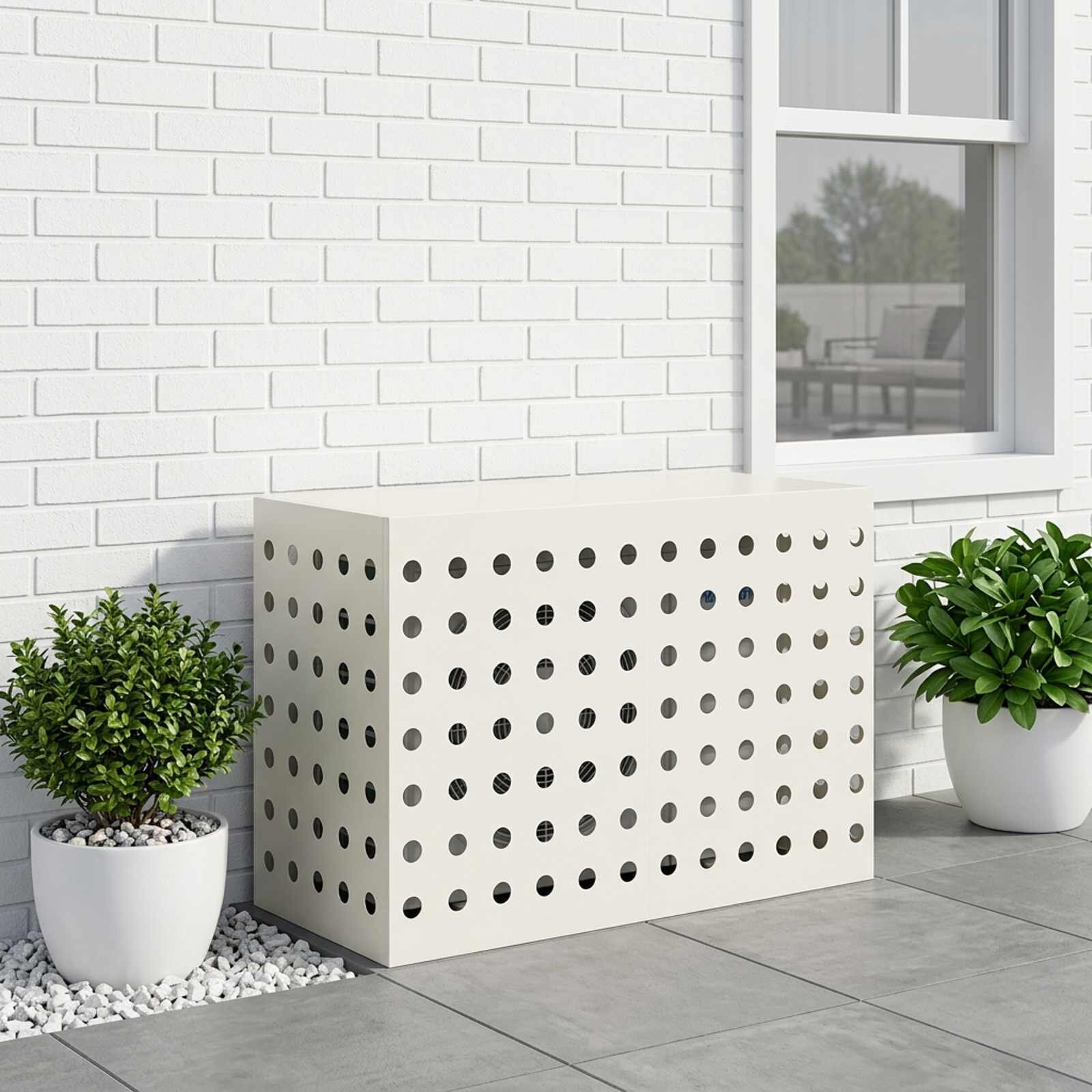 vidaXL Покритие за климатик Бяло 90 x 40 x 60 cm Стомана