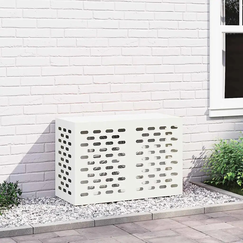 vidaXL Покритие за климатик Бяло 90 x 40 x 60 см Стомана